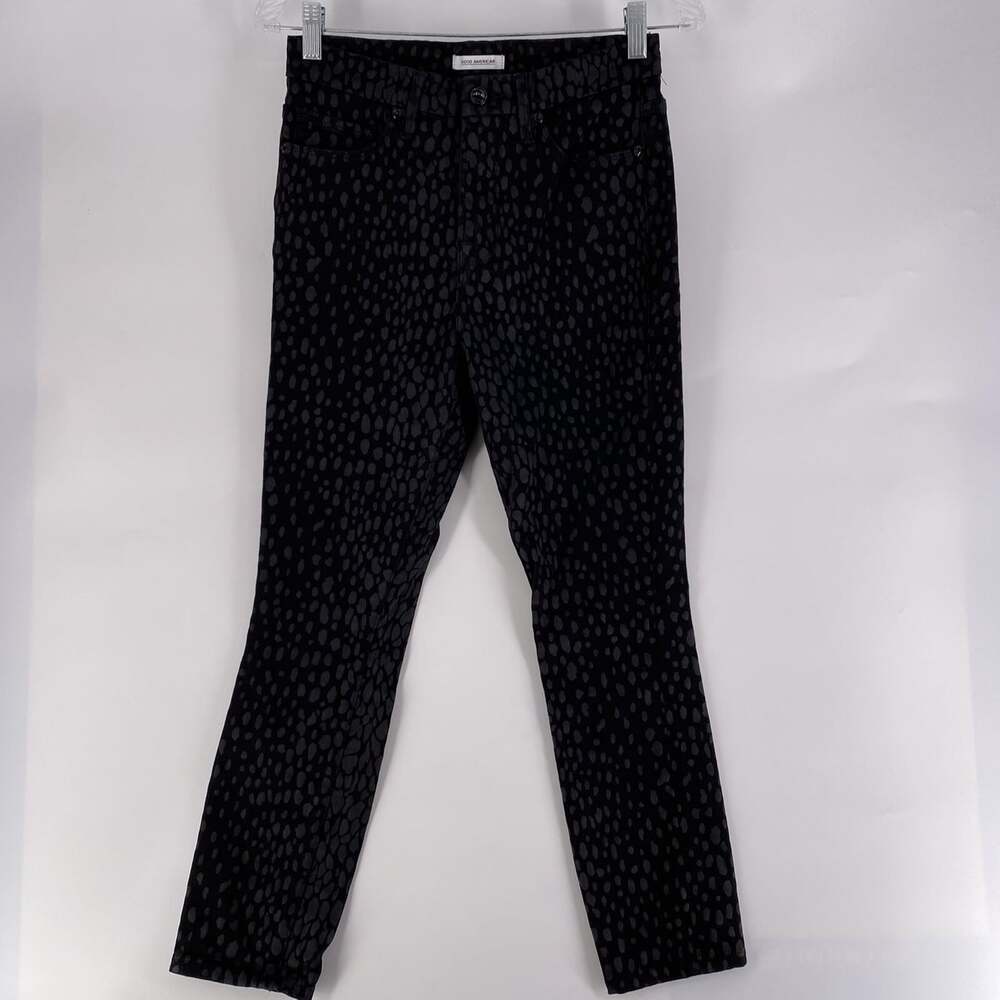 Good American Women’s 6/28 Black Animal Print Good Legs crop Stretch Jeans